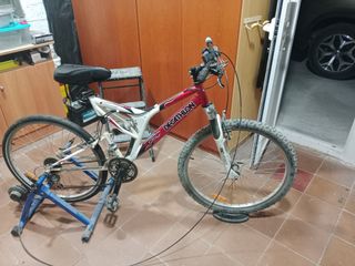 Bicicleta montaña + rodillo.