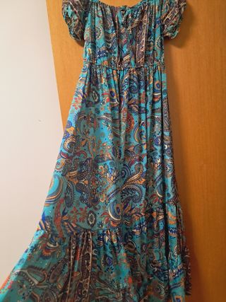 Vestido boho turquesa