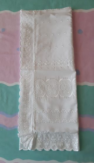 Lenzuola letto singolo Cotone Bianco ricamate