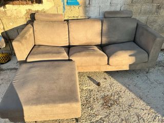Sofá 3 plazas beige - chaise longue