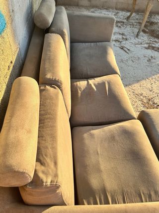 Sofá 3 plazas beige - chaise longue