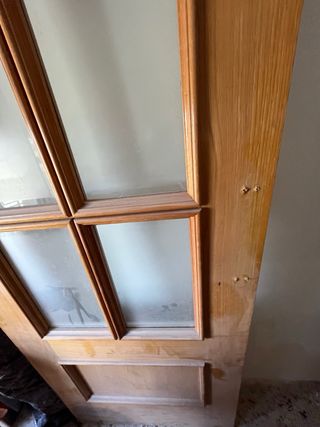 Puerta madera con cristal corredera