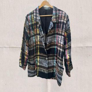 Blazer vintage multicolor misto lino