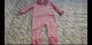 Pijama bebé rayas rosa