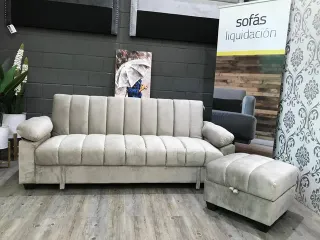 Sofá cama beige + puff