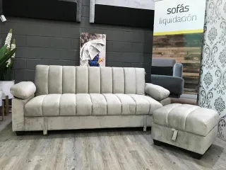 Sofá cama beige + puff