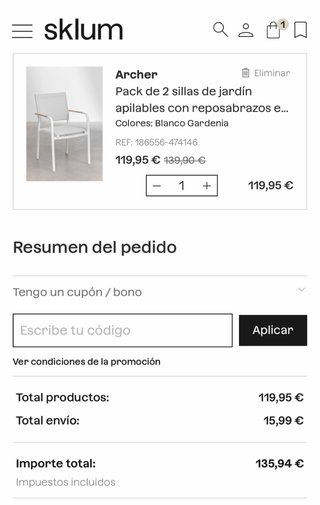 Pack 2 Sillas jardín Sklum NUEVAS