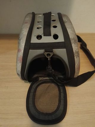 Transportín gato beige/rosa