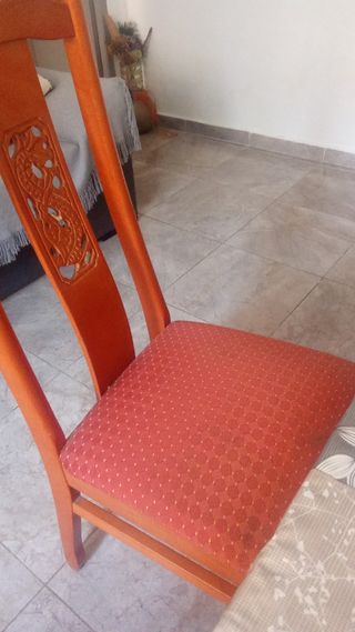 6 sillas comedor madera rojas