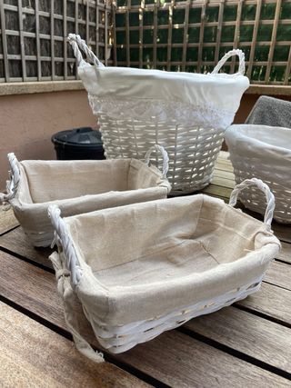 Cestas mimbre blanco - 5 uds