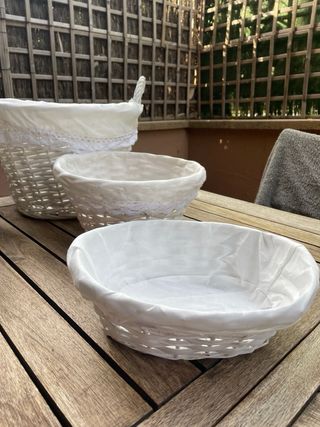 Cestas mimbre blanco - 5 uds