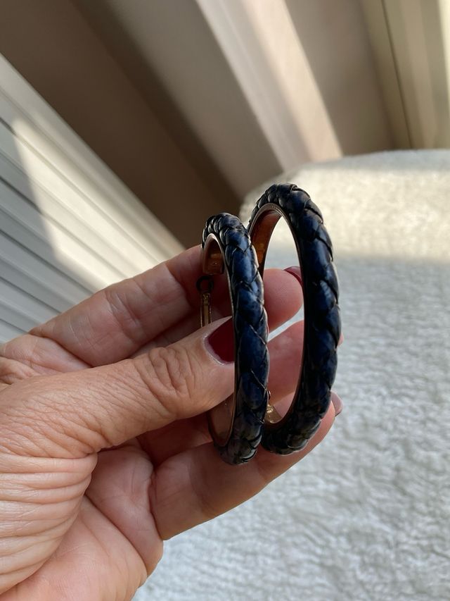 Orecchini Cerchio Blu Intrecciato