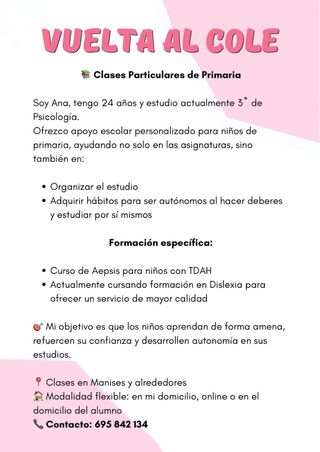 CLASES PARTICULARES Y REFUERZO ESCOLAR