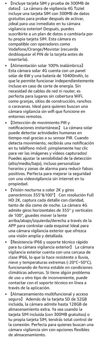 Cámara Seguridad Tzziel Solar 4G LTE