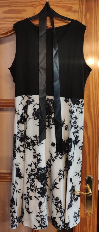 Vestido fiesta blanco y negro