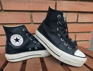 Converse negras plataforma piel talla 37