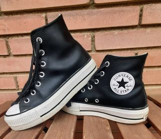 Converse negras plataforma piel talla 37