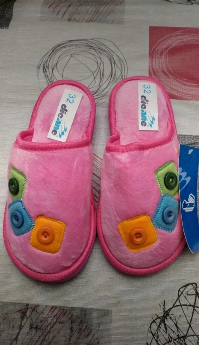 Pantuflas Dionne niña rosa, talla 32