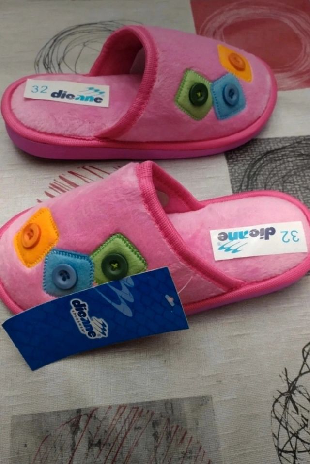 Pantuflas Dionne niña rosa, talla 32
