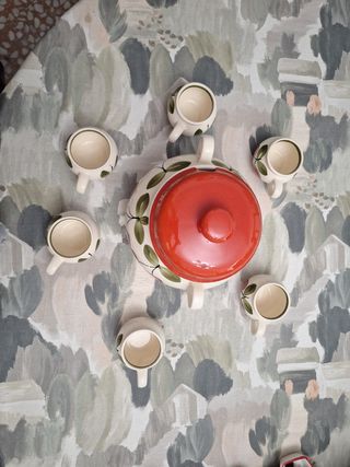 Juego ponche cerámico - 5 tazas