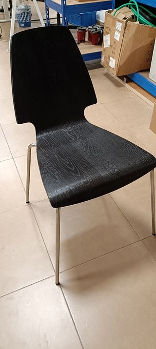Silla negra madera - metal, con/sin cojín