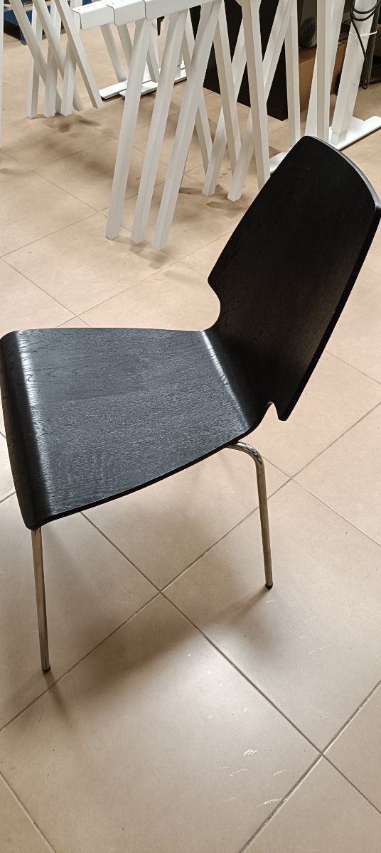 Silla negra madera - metal, con/sin cojín