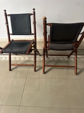 Sillas plegables colonial piel 2 unid