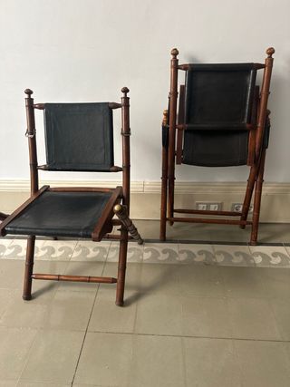 Sillas plegables colonial piel 2 unid