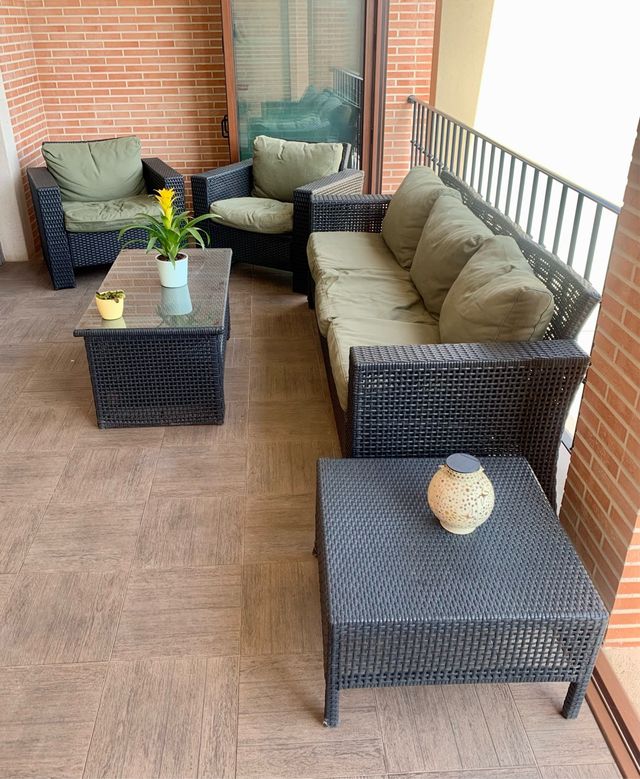 Conjunto jardín - ratán sintético y tela