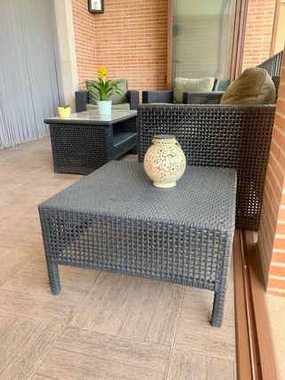 Conjunto jardín - ratán sintético y tela