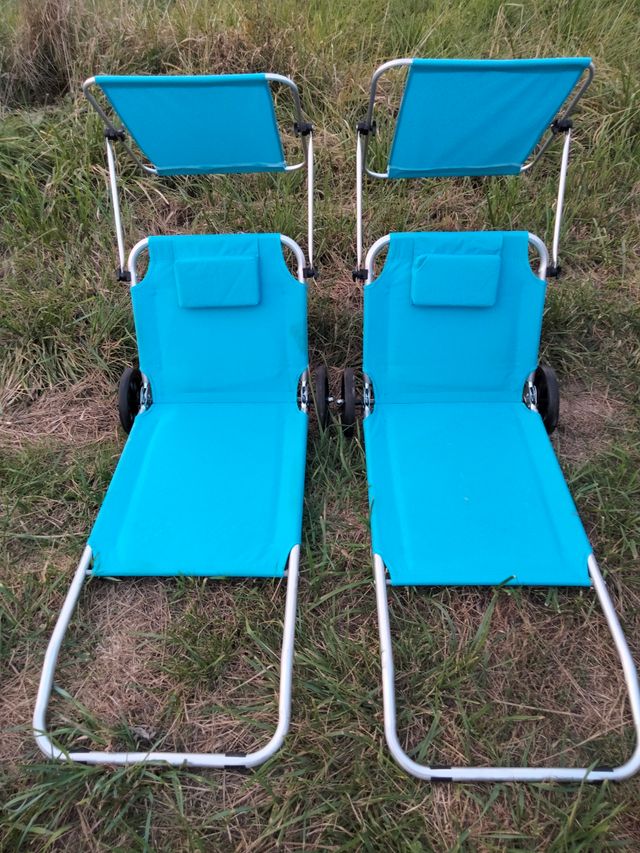 2 Tumbonas playa con sombrilla