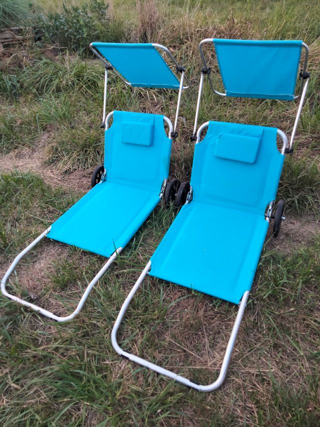 2 Tumbonas playa con sombrilla