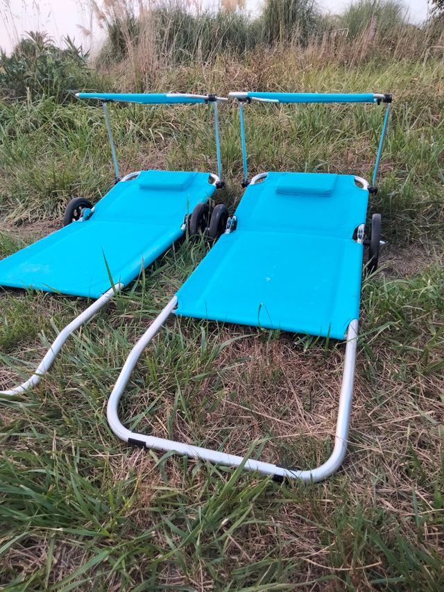 2 Tumbonas playa con sombrilla