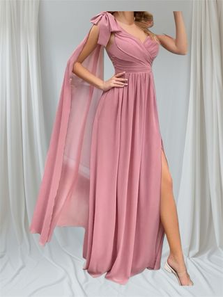 Vestito cerimonia rosa lungo tg L nuovo