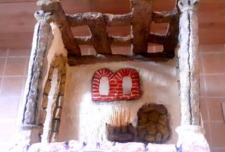 Belén Navidad artesanal con columnas  figuras 40cm