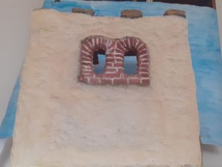 Belén Navidad artesanal con columnas  figuras 40cm