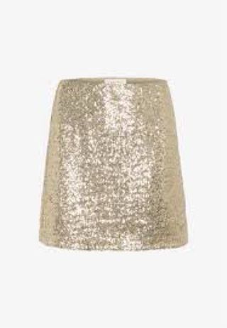 Falda corta brillo color champagne