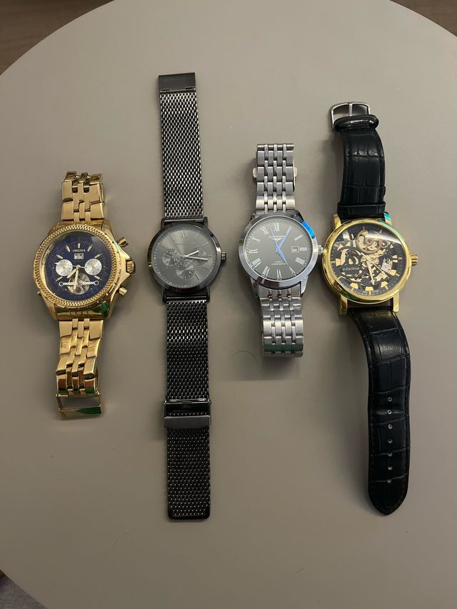 4 relojes - oro y plata