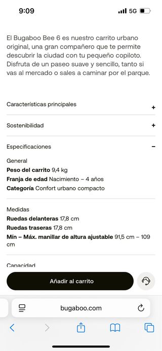 Bugaboo Bee 6 rosa - carrito bebé