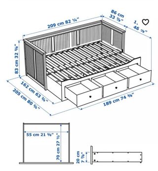 Diván cama blanco con 3 cajones