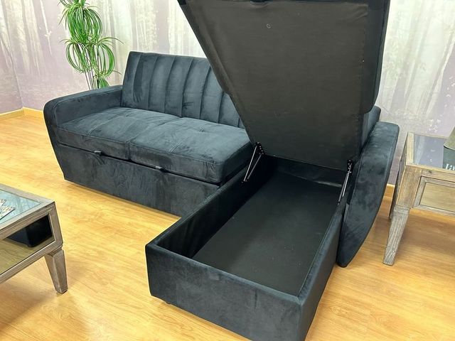 Sofá cama chaiselongue negro - Promoción!