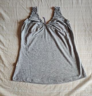 Top grigio in cotone