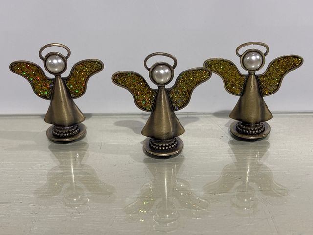 10 Angelitos Metal Dorados Decoración