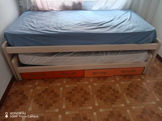 Cama nido 90 -colchón incluido
beige/naranja