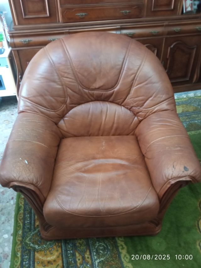 2 Sillones de piel marrón por 25€