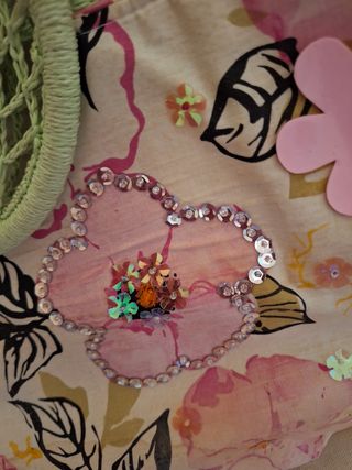 Borsa vintage fiori rosa