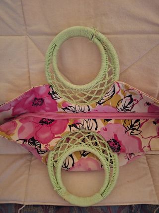 Borsa vintage fiori rosa