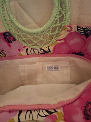 Borsa vintage fiori rosa