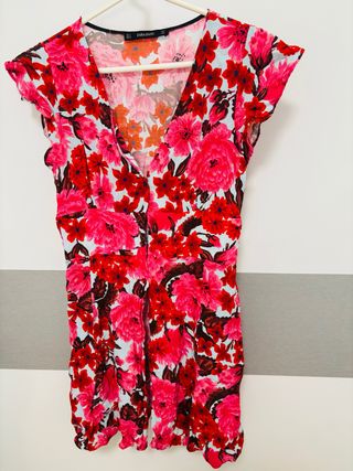Vestido Zara Basic flores S