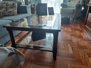 Mesa centro madera cristal